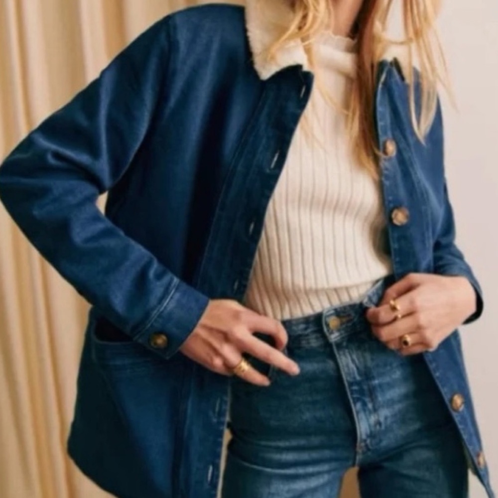 ISO: Sezane Will Denim Jacket Sheepskin - Medium